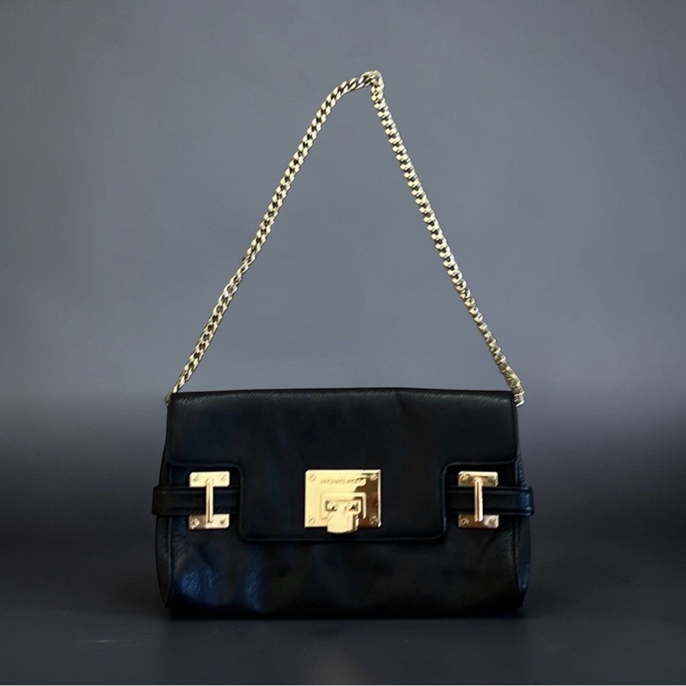 Michael Kors Evening Bag - Black with Gold Chain
